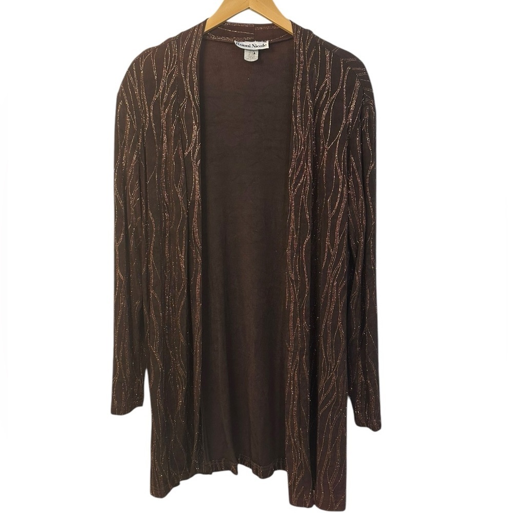 Vintage Ronni Nicole Fancy / Formal Open Cardigan | Sparkly | Brown | Size 16